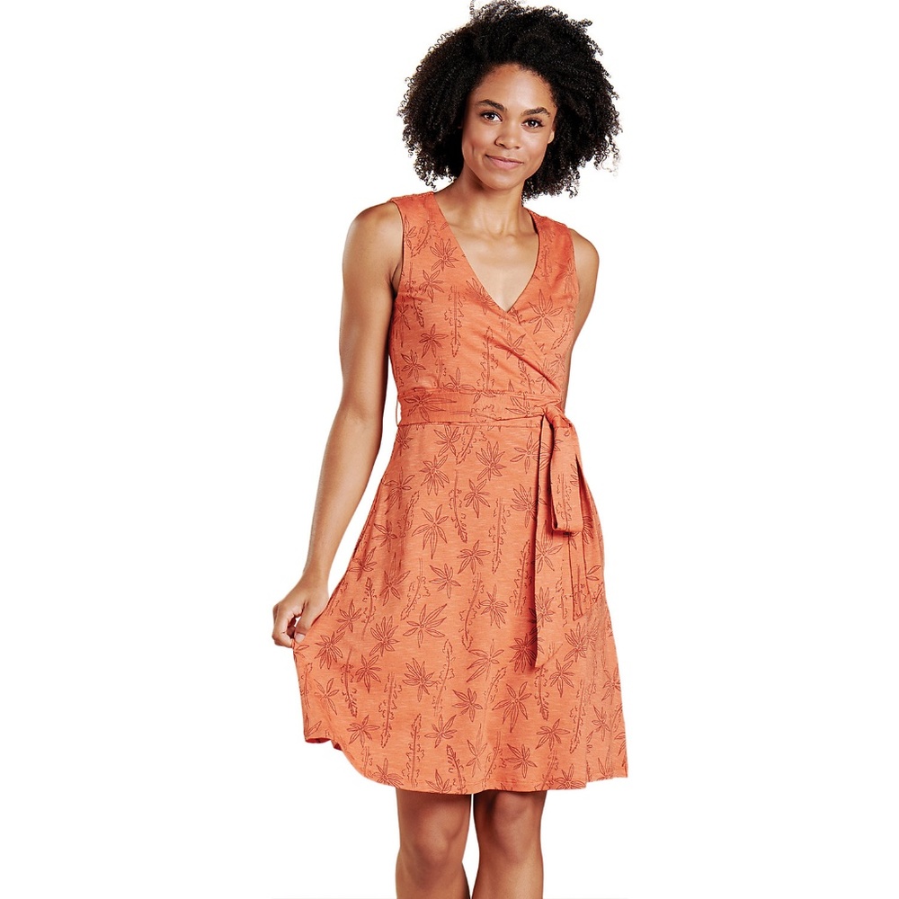 Toad&Co Cue Wrap Dress Poppy Airy Floral | Medium, Orange
